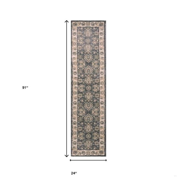 Homeroots 2 ft. x 7 ft. 7 in. Runner Polypropylene Grey & Ivory Area Rug - 353442