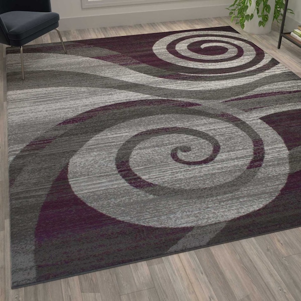 Flash Furniture Purple 6' x 9' Modern Swirl Pattern Area Rug - OKR-RG1103-69-PU-GG