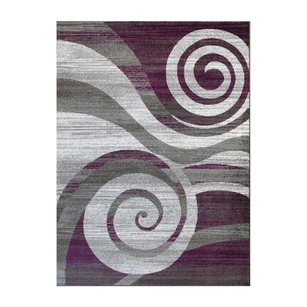 Flash Furniture Purple 6' x 9' Modern Swirl Pattern Area Rug - OKR-RG1103-69-PU-GG
