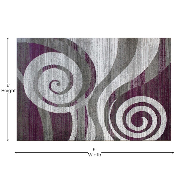 Flash Furniture Purple 6' x 9' Modern Swirl Pattern Area Rug - OKR-RG1103-69-PU-GG