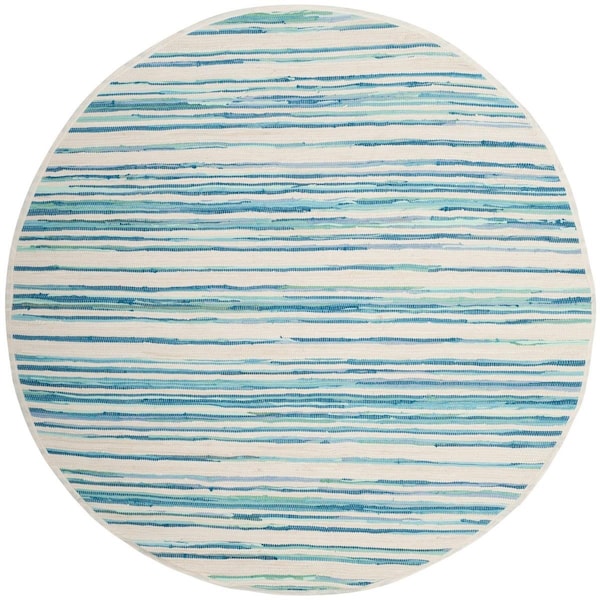 Safavieh Rag Rug Round Area Rug, Ivory and Green - 6 x 6 ft. - RAR126D-6R