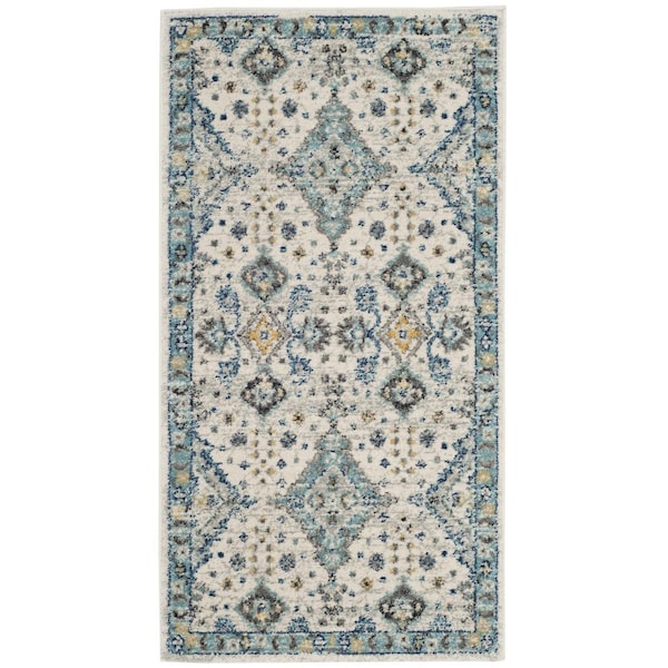 Safavieh Evoke Power Loomed Accent Area Rug, Ivory and Light Blue - 2 ft.-2 in. x 4 ft. - EVK224C-24