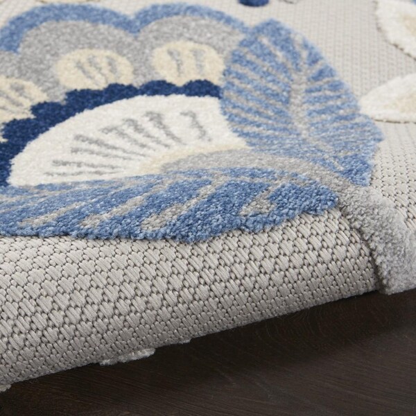 Homeroots 4 ft. Round Blue & Gray Indoor & Outdoor Area Rug - 385103
