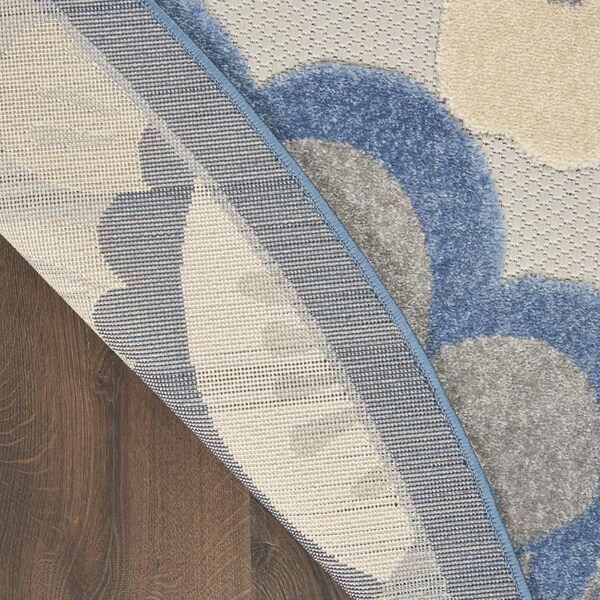 Homeroots 4 ft. Round Blue & Gray Indoor & Outdoor Area Rug - 385103