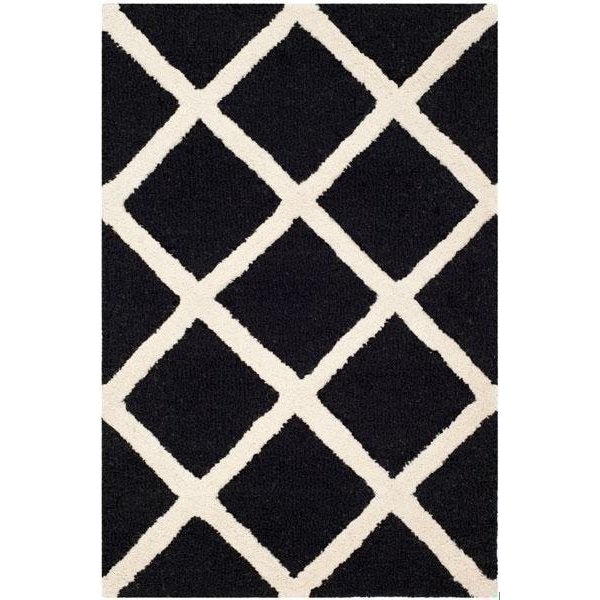 Safavieh 2 x 3 ft. Cambridge Hand Tufted Accent Area RugBlack & Ivory - CAM135E-2