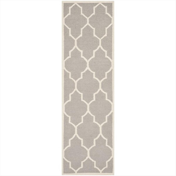 Safavieh 2 Ft. -6 In. X 6 Ft. Runner Contemporary Dhurries- Dark Grey And Ivory- Flatweave Rug - DHU632G-26