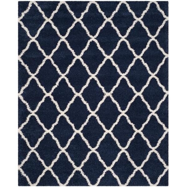 Safavieh 8 x 10 ft. Hudson Shag Power Loomed Large Rectangular Area RugNavy & Ivory - SGH283C-8