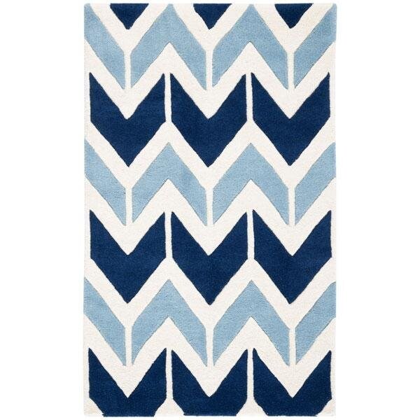 Safavieh Chatham Hand Tufted Rectangle RugDark Blue & Light Blue 6 x 9 ft. - CHT756N-6