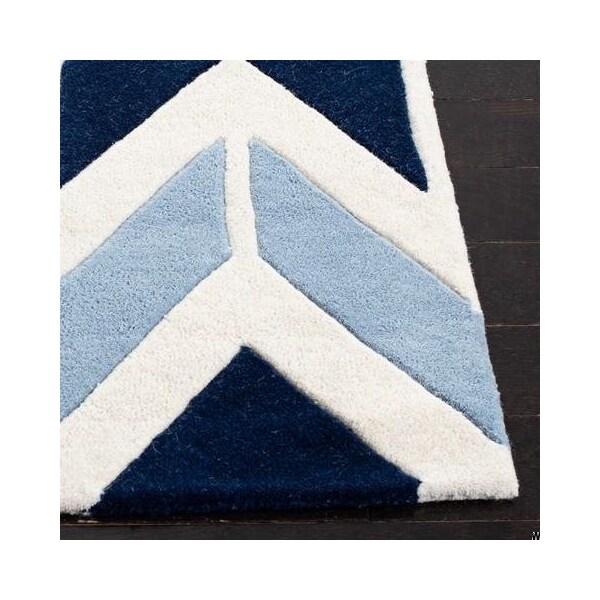 Safavieh Chatham Hand Tufted Rectangle RugDark Blue & Light Blue 6 x 9 ft. - CHT756N-6
