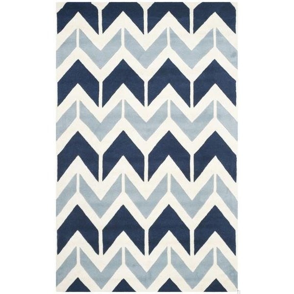 Safavieh Chatham Hand Tufted Rectangle RugDark Blue & Light Blue 6 x 9 ft. - CHT756N-6