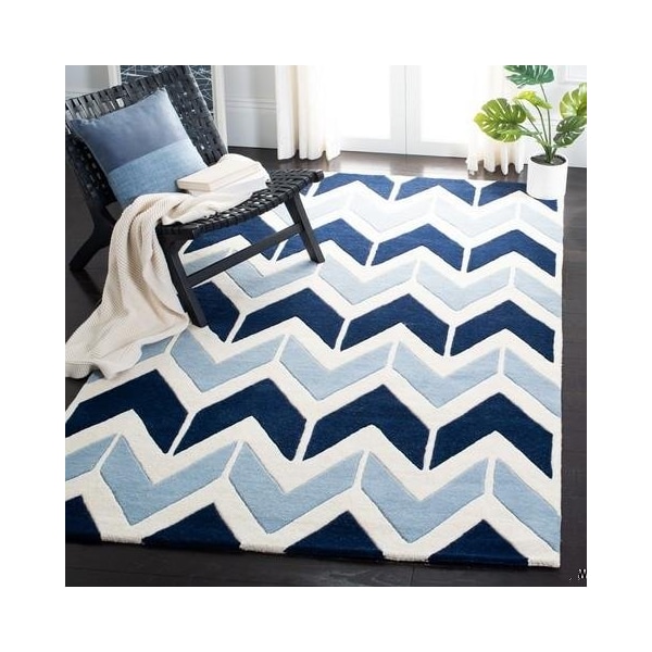 Safavieh Chatham Hand Tufted Rectangle RugDark Blue & Light Blue 6 x 9 ft. - CHT756N-6