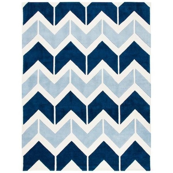 Safavieh Chatham Hand Tufted Rectangle RugDark Blue & Light Blue 6 x 9 ft. - CHT756N-6