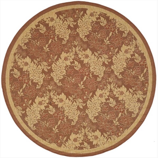 Safavieh 6 Ft. -7 In. X 6 Ft. -7 In. Round Indoor-Outdoor Courtyard- Brick And Natural- Machine Made Rug - CY6582-48-7R