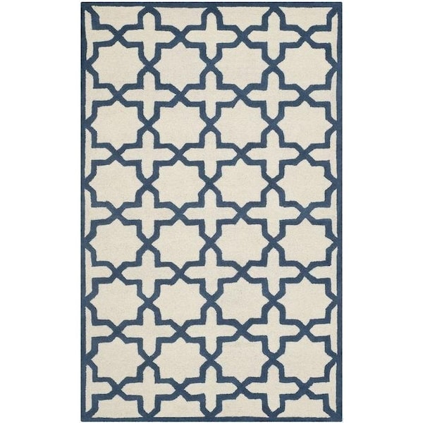 Safavieh Cambridge Hand Tufted Square RugIvory & Navy 6 x 6 ft. - CAM125Z-6SQ