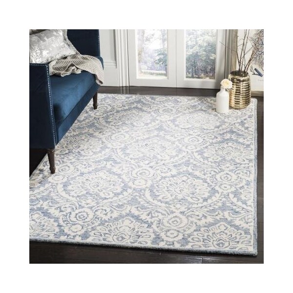 Safavieh Blossom Hand Tufted Square RugBlue & Ivory 6 x 6 ft. - BLM106M-6SQ
