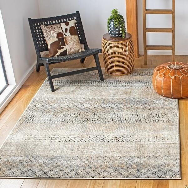 Safavieh 8 x 10 ft. Amelia 700 Contemporary Rectangle Power Loomed Rug - Gray & Gold - ALA761H-8