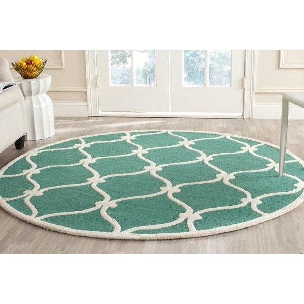 Safavieh Cambridge Hand Tufted Runner Rug- Teal - Ivory- 2 ft. 6 in. x 12 ft. - CAM710T-212