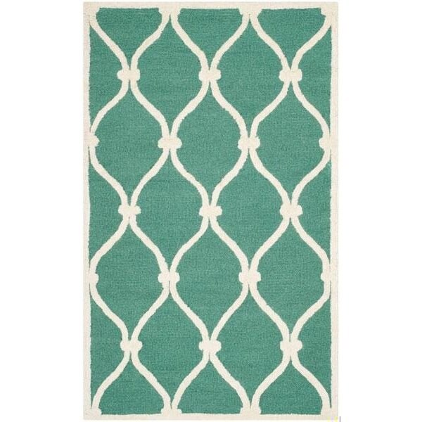 Safavieh Cambridge Hand Tufted Runner Rug- Teal - Ivory- 2 ft. 6 in. x 12 ft. - CAM710T-212