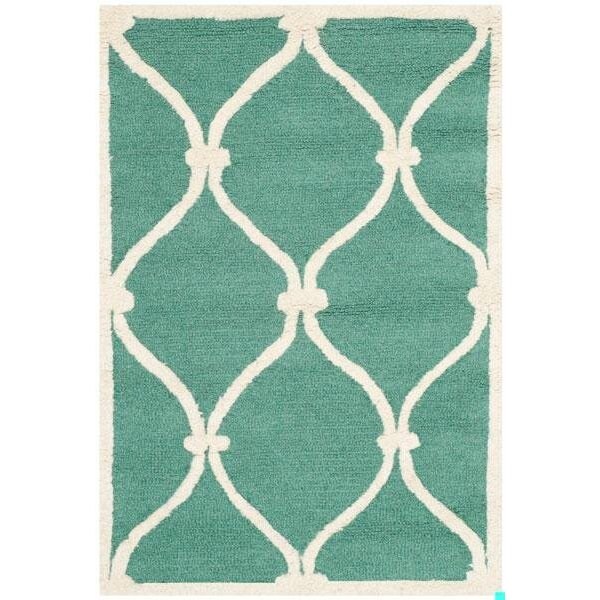Safavieh Cambridge Hand Tufted Runner Rug- Teal - Ivory- 2 ft. 6 in. x 12 ft. - CAM710T-212