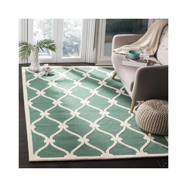Safavieh Cambridge Hand Tufted Runner Rug- Teal - Ivory- 2 ft. 6 in. x 12 ft. - CAM710T-212