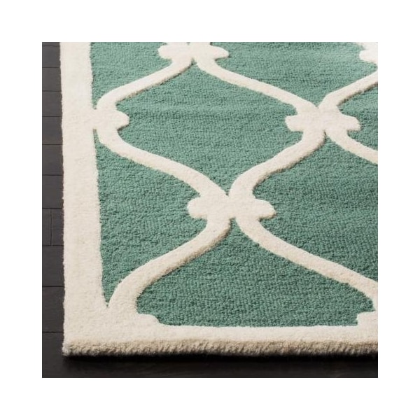 Safavieh Cambridge Hand Tufted Runner Rug- Teal - Ivory- 2 ft. 6 in. x 12 ft. - CAM710T-212