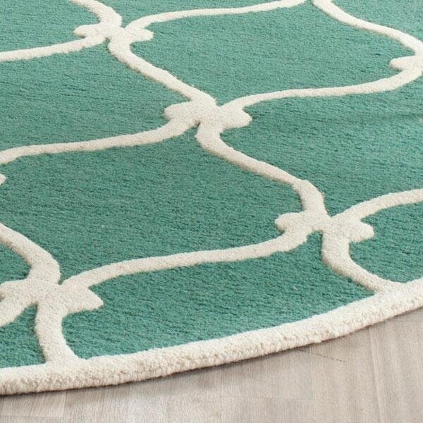 Safavieh Cambridge Hand Tufted Runner Rug- Teal - Ivory- 2 ft. 6 in. x 12 ft. - CAM710T-212