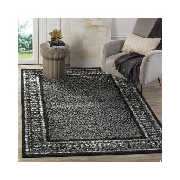 Safavieh Adirondack Power Loomed Rectangle Rug- Black - Silver- 2 ft. 6 in. x 10 ft. - ADR110A-210