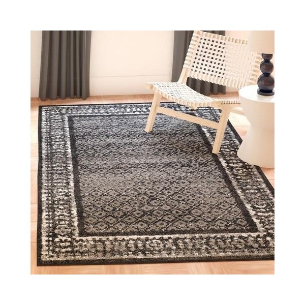 Safavieh Adirondack Power Loomed Rectangle Rug- Black - Silver- 2 ft. 6 in. x 10 ft. - ADR110A-210