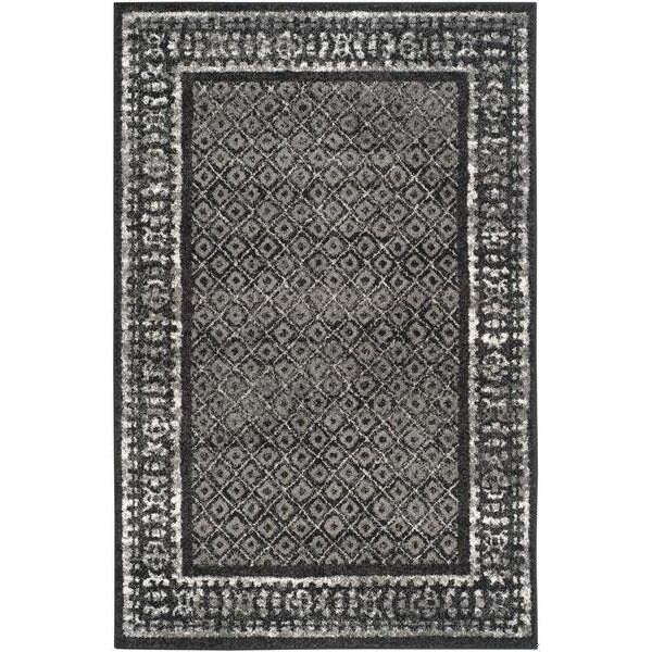 Safavieh Adirondack Power Loomed Rectangle Rug- Black - Silver- 2 ft. 6 in. x 10 ft. - ADR110A-210