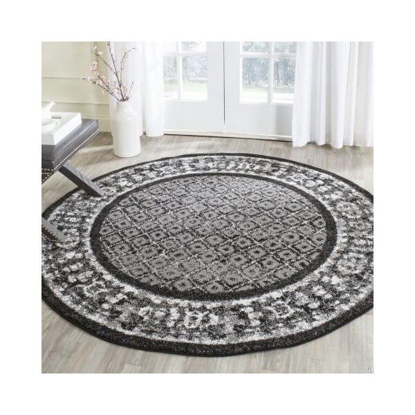 Safavieh Adirondack Power Loomed Rectangle Rug- Black - Silver- 2 ft. 6 in. x 10 ft. - ADR110A-210