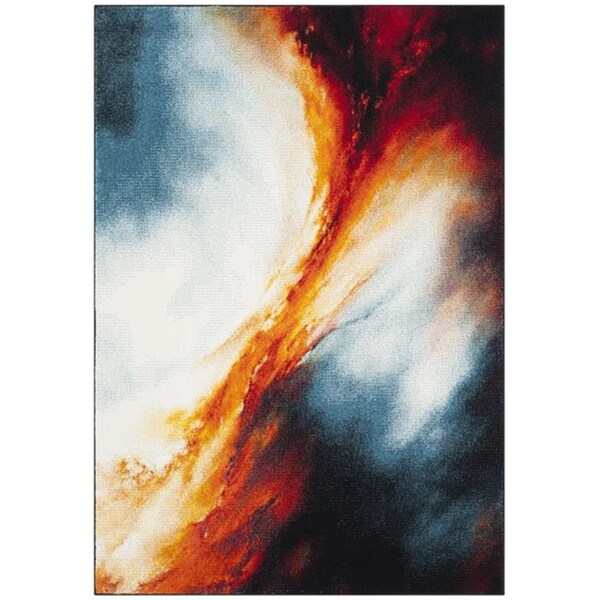 Flowers First 5 ft. 3 in. x 7 ft. 6 in. Galaxy Power Loomed Area Rug, Orange & Multi Color - Medium Rectangle - FL1868157