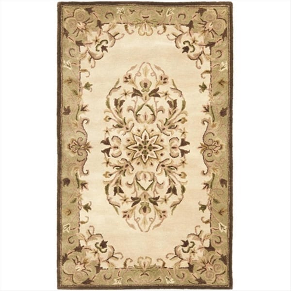 Safavieh 4 x 6 ft. Small Rectangle- Traditional Heritage Beige And Green Hand Tufted Rug - HG640A-4