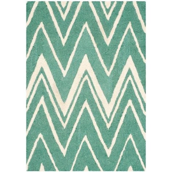Safavieh 4 x 6 ft. Cambridge Hand Tufted Small Rectangle Area RugTeal & Ivory - CAM711T-4