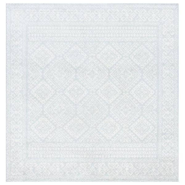 Flowers First 3 x 3 ft. Tulum Contemporary & Vintage Square Rug - Light Grey & Ivory - FL1860122