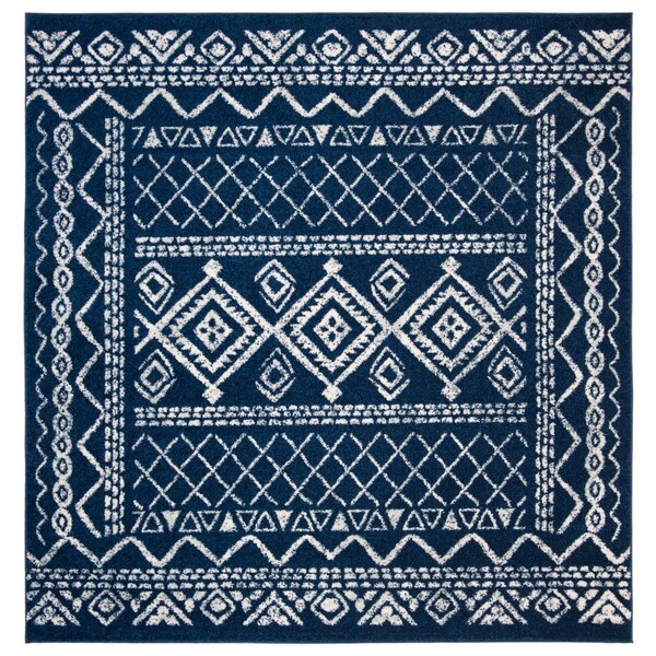 Safavieh 10 x 10 ft. Tulum Contemporary Square Power Loomed Rug Navy & Ivory - TUL268N-10SQ