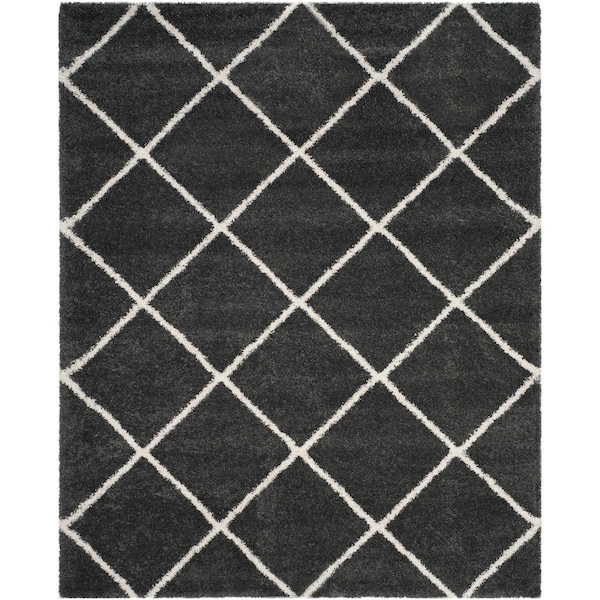 Safavieh Sgh-Hudson Shag Power Loomed Large Rectangle Rug; Dark Grey & Ivory - 9 x 12 ft. - SGH281G-9