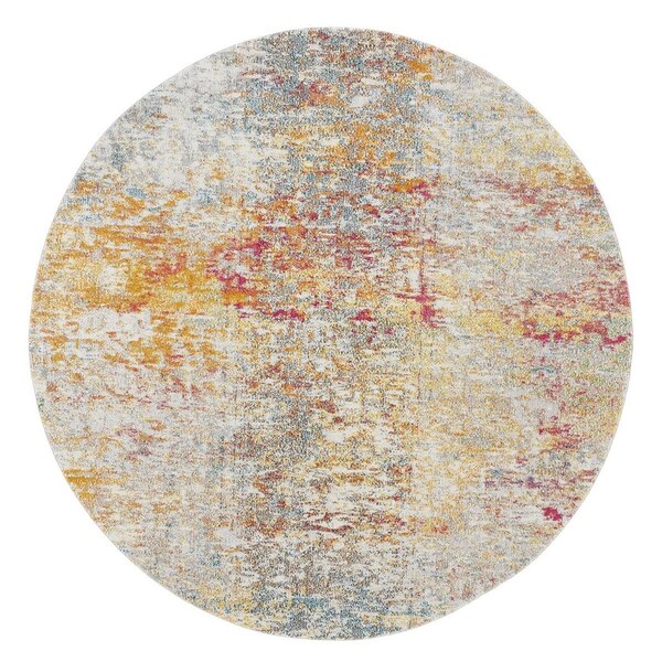 Safavieh 5 x 5 ft. Madison 400 Power Loomed Round Area Rug; Grey & Turquoise - MAD460G-5R