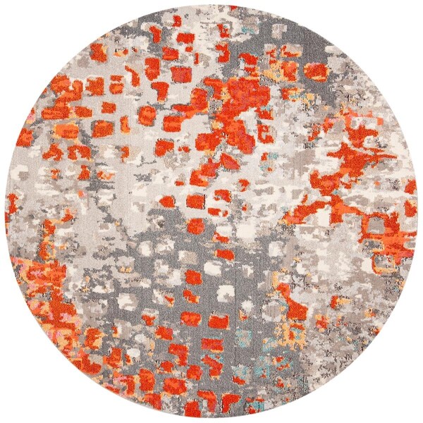Safavieh 12 ft. x 12 ft. Madison Round Area Rug Grey & Orange - MAD425H-12R