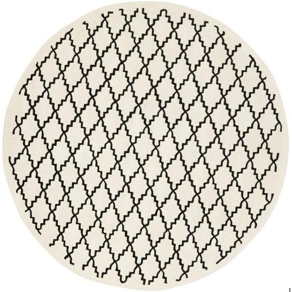 Safavieh Chatham Hand Tufted Round Rug- Ivory - Black- 7 x 7 ft. - CHT721A-7R