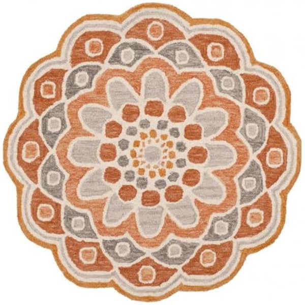 Safavieh 4 x 4 ft. Round Novelty Hand Tufted Rug, Grey & Rust - NOV101C-4R