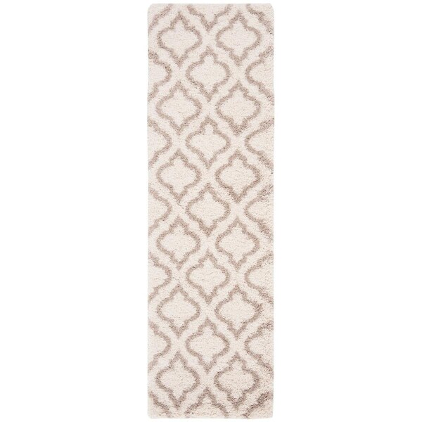 Safavieh 2 ft. 3 in. x 6 ft. Hudson Shag Power Loomed Runner Area Rug; Ivory & Beige - SGH284D-26