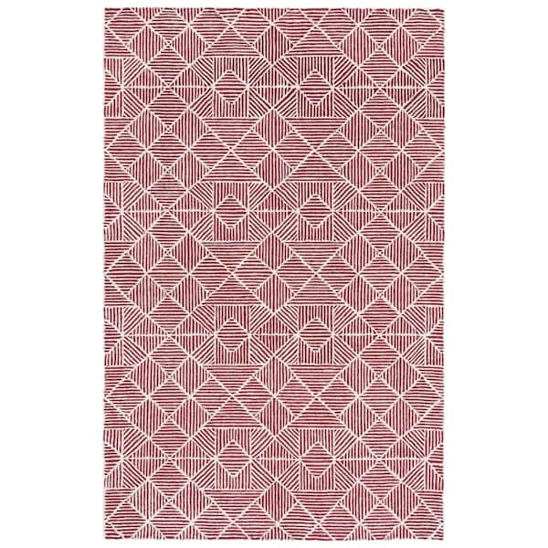 Safavieh 6 x 6 ft. Abstract Contemporary Square Hand Tufted Rug, Red & Ivory - ABT763Q-6SQ