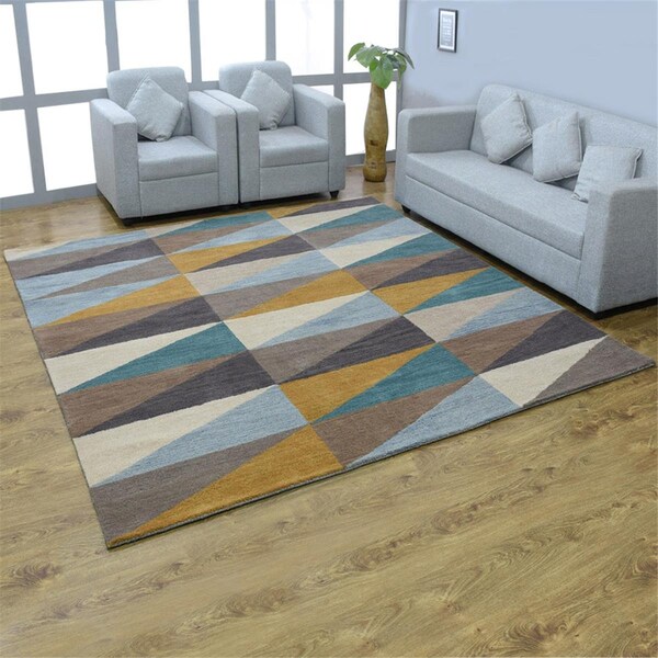 Homegrown Meats Get My Rugs  8 x 8 ft. Hand Tufted Wool Geometric Square Area Rug, Multi Color - UBSK00547T0000C8