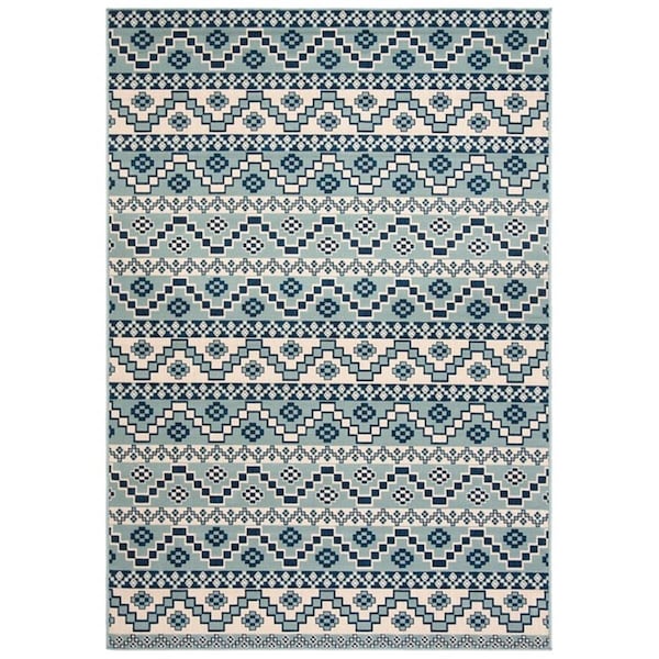 Safavieh 9 x 12 ft. Veranda Rectangle Power Loomed Area RugTurquoise & Blue - VER095-3934-9