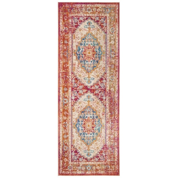 Safavieh 3 x 10 ft. Sutton Power Loomed Runner Area Rug Fuchsia & Ivory - SUT404D-310