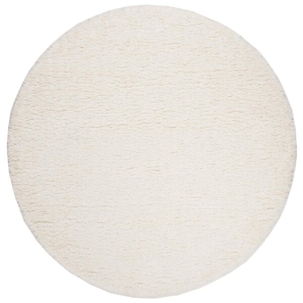 Safavieh 5 x 5 ft. Madrid Shag Shag Round Power Loomed Rug, Ivory - MDG256A-5R