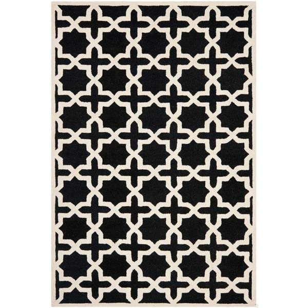 Safavieh Cambridge Hand Tufted Runner RugBlack & Ivory 2 ft.-6 in. x 6 ft. - CAM125E-26