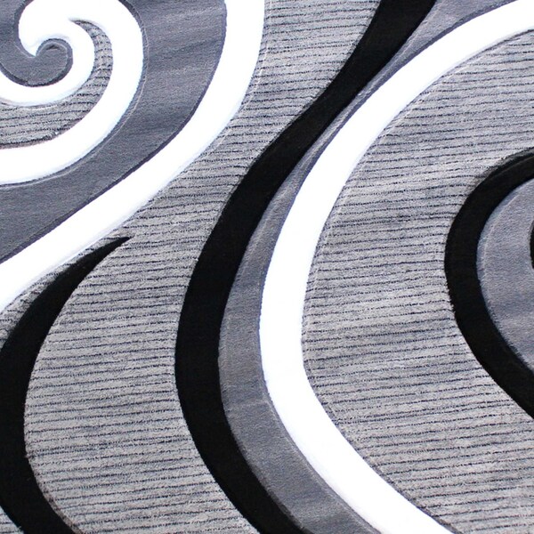Flash Furniture Gray 8' x 8' Modern Plush Abstract Area Rug - KP-RG952-88-GY-GG