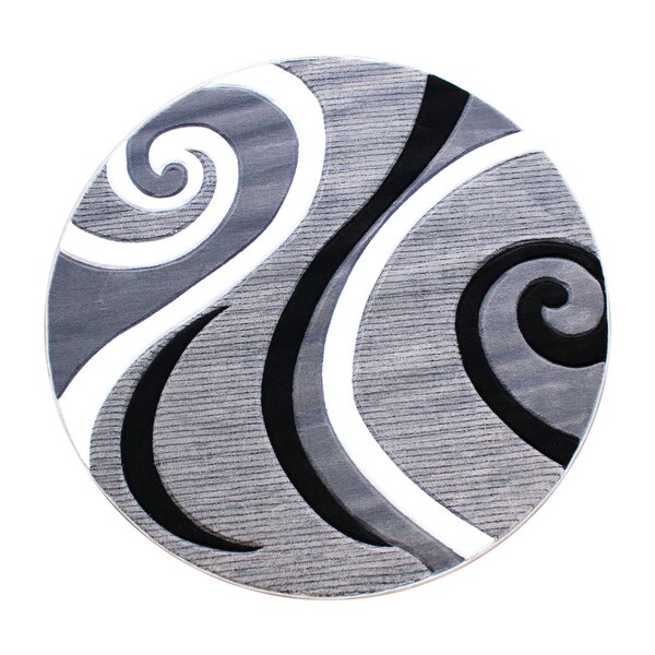 Flash Furniture Gray 8' x 8' Modern Plush Abstract Area Rug - KP-RG952-88-GY-GG