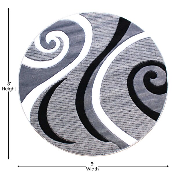 Flash Furniture Gray 8' x 8' Modern Plush Abstract Area Rug - KP-RG952-88-GY-GG